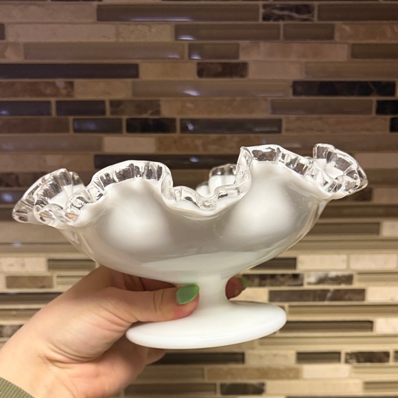Fenton Other - Fenton Silvercrest Milk Glass Pedestal Compote Bowl